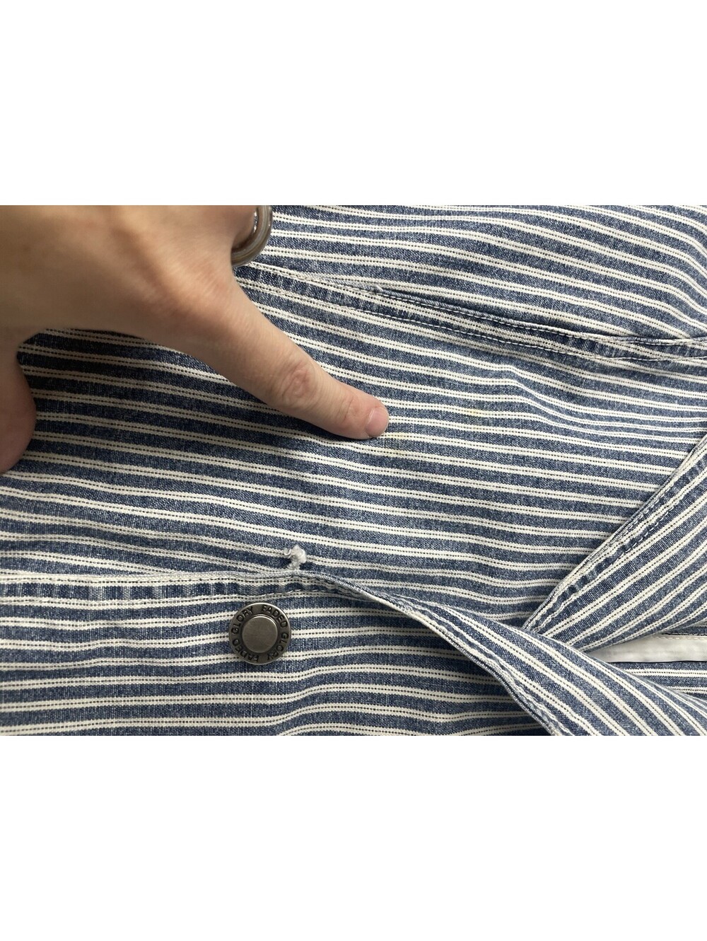 Vintage Faded Glory Denim Stripe Jacket Size Large - Picture 2 of 11